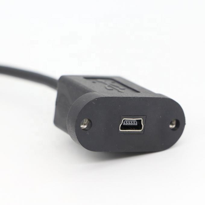 스크루 잠금 90도 오른쪽 각 남성에서 여성 미니 USB 패널 마운트 확장 케이블 4