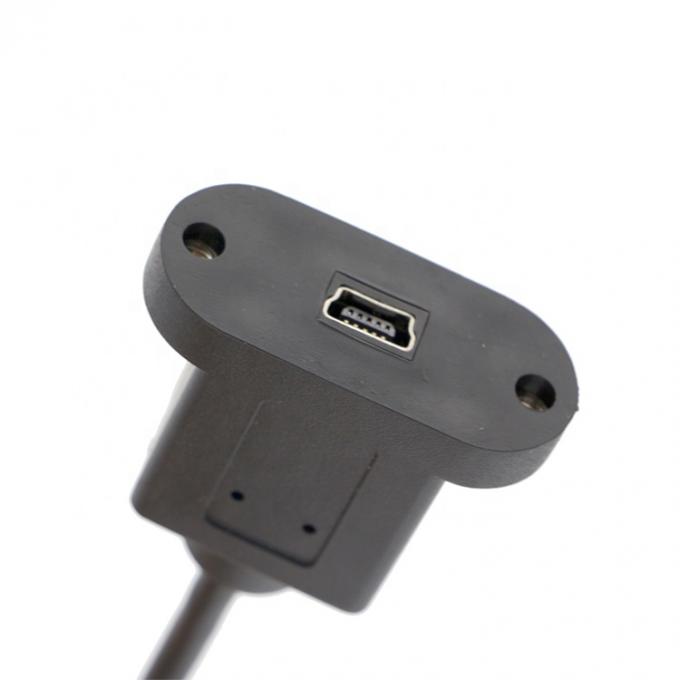 스크루 잠금 90도 오른쪽 각 남성에서 여성 미니 USB 패널 마운트 확장 케이블 3