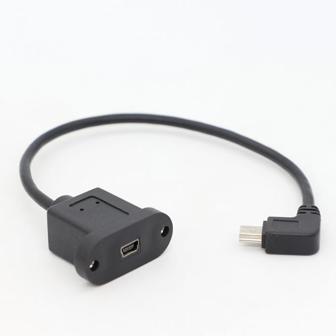 스크루 잠금 90도 오른쪽 각 남성에서 여성 미니 USB 패널 마운트 확장 케이블 1