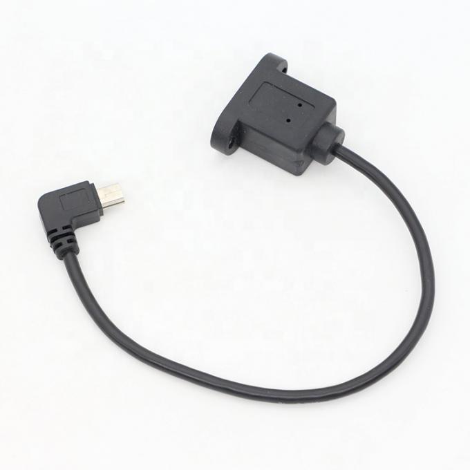스크루 잠금 90도 오른쪽 각 남성에서 여성 미니 USB 패널 마운트 확장 케이블 7