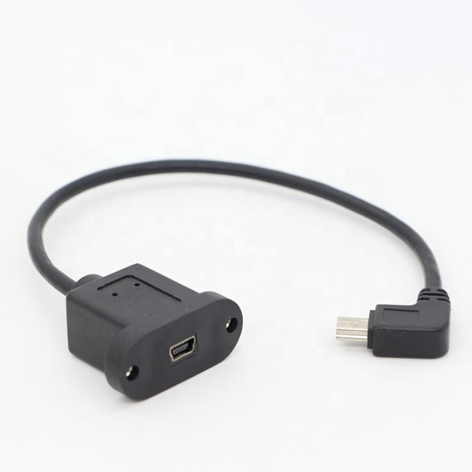 스크루 잠금 90도 오른쪽 각 남성에서 여성 미니 USB 패널 마운트 확장 케이블 6