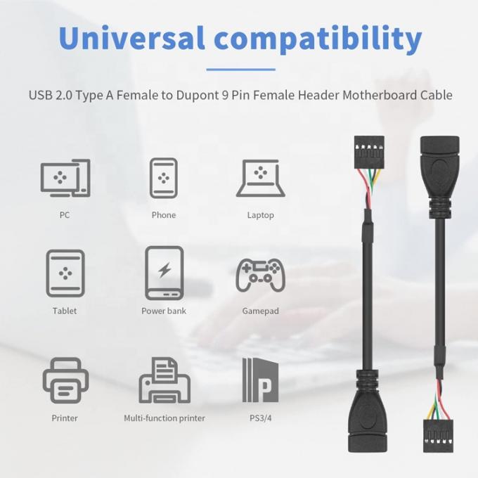 USB 타입 A 여성 9 핀 듀폰 여성 헤더 메인보드 어댑터 케이블 4