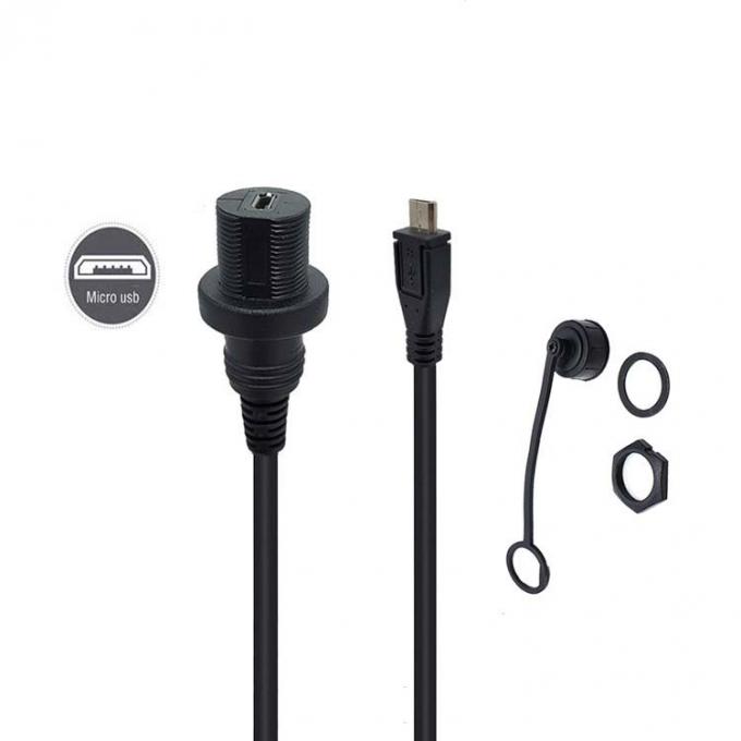 미니 USB 남성에서 마이크로 USB 여성 방수 확장 케이블 자동차 트럭 보트 오토바이 컴퓨터에 대한 플러시 마운트 패널 0