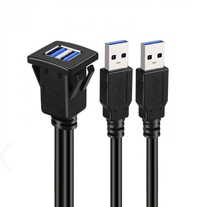 자동차 트럭 보트 오토바이 컴퓨터용 플러시 마운트 패널과 함께 스퀘어 듀얼 USB 3.0 2.0 남성에서 여성 방수 확장 케이블 0