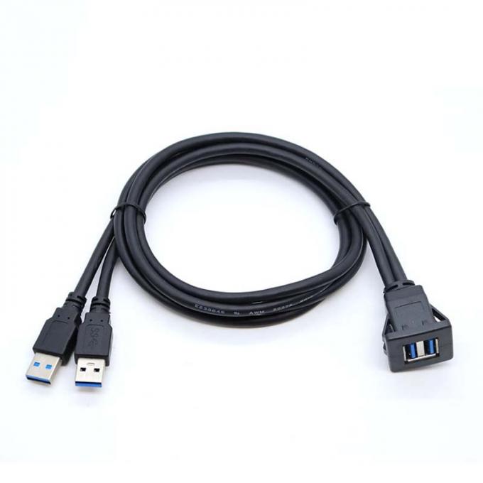 자동차 트럭 보트 오토바이 컴퓨터용 플러시 마운트 패널과 함께 스퀘어 듀얼 USB 3.0 2.0 남성에서 여성 방수 확장 케이블 1