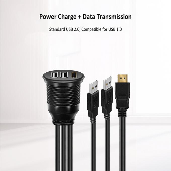 3 포트 USB 2.0 남성 USB 2.0 여성 방수 확장 케이블과 플러시 마운트 패널 4