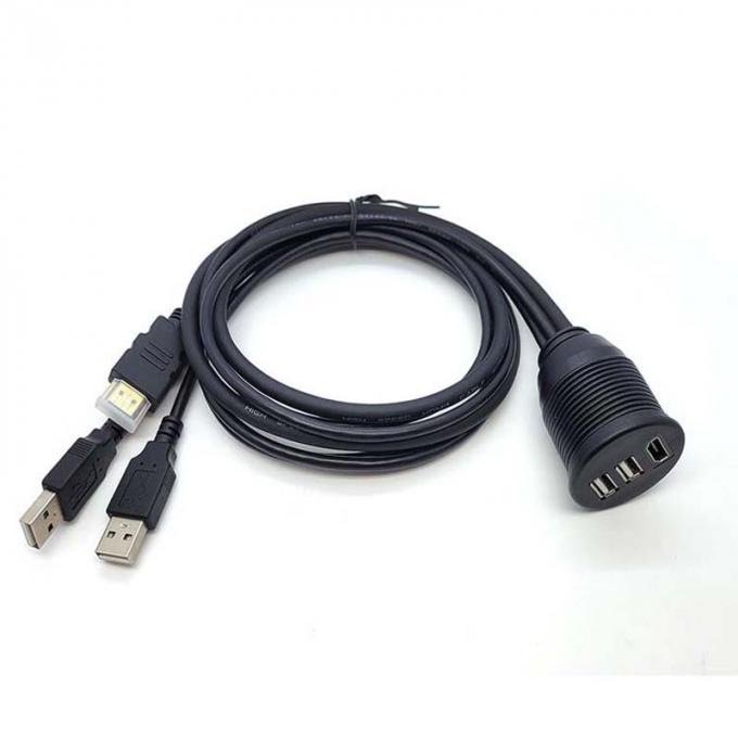 3 포트 USB 2.0 남성 USB 2.0 여성 방수 확장 케이블과 플러시 마운트 패널 1