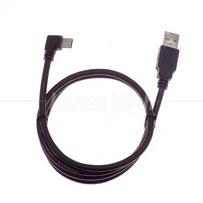 90도 직각 빠른 충전 2A USB 2.0에서 C형 데이터 충전기 확장 케이블 4