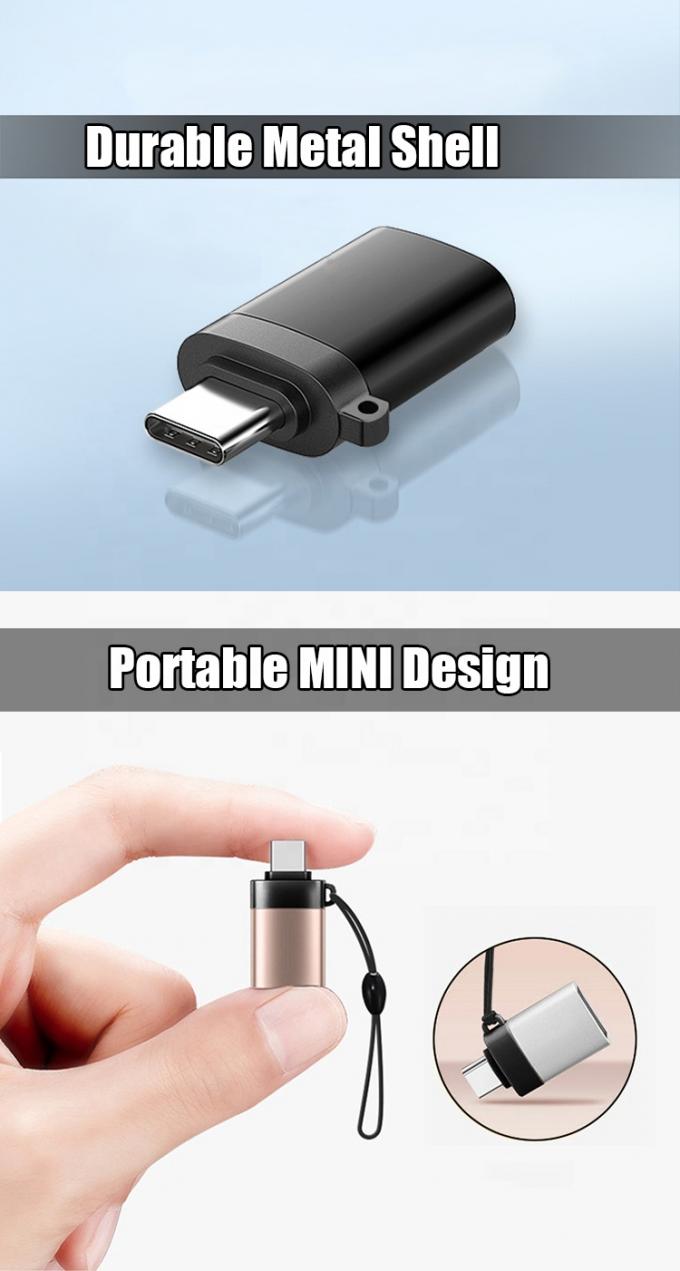 휴대용 미니 라니어드 금속 셸 OTG 유형 C 3.1 남성 USB 3.0 여성 어댑터 2