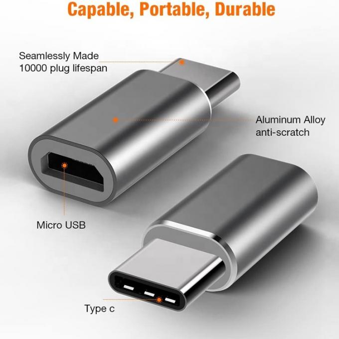 플러그 앤 플레이 금속 셸 마이크로 USB 여성 C 타입 남성 OTG 변환기 어댑터 1
