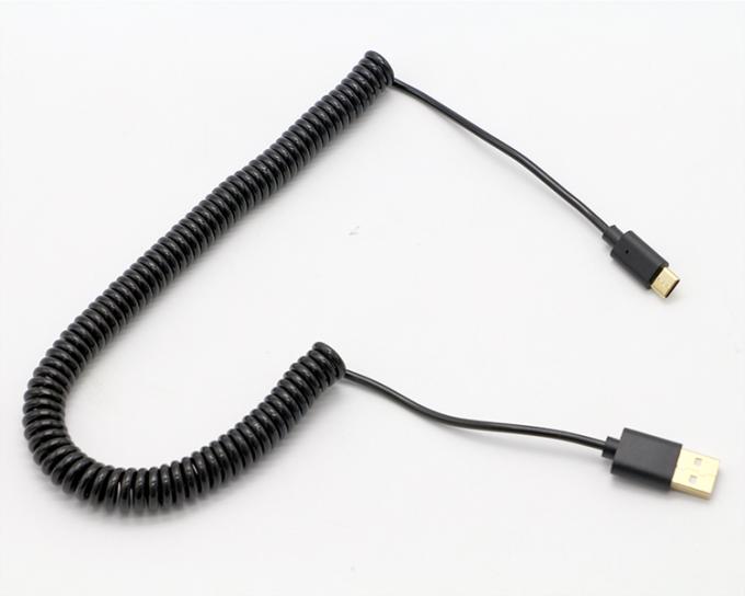 사용자 지정 3M 골드 커넥터 빠른 충전 스프링 롤 USB 타입 C 데이터 충전 케이블 0