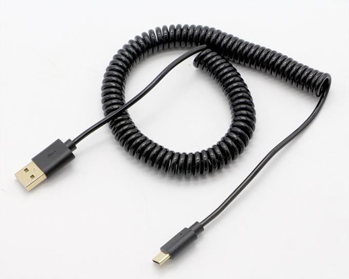 사용자 지정 3M 골드 커넥터 빠른 충전 스프링 롤 USB 타입 C 데이터 충전 케이블 5