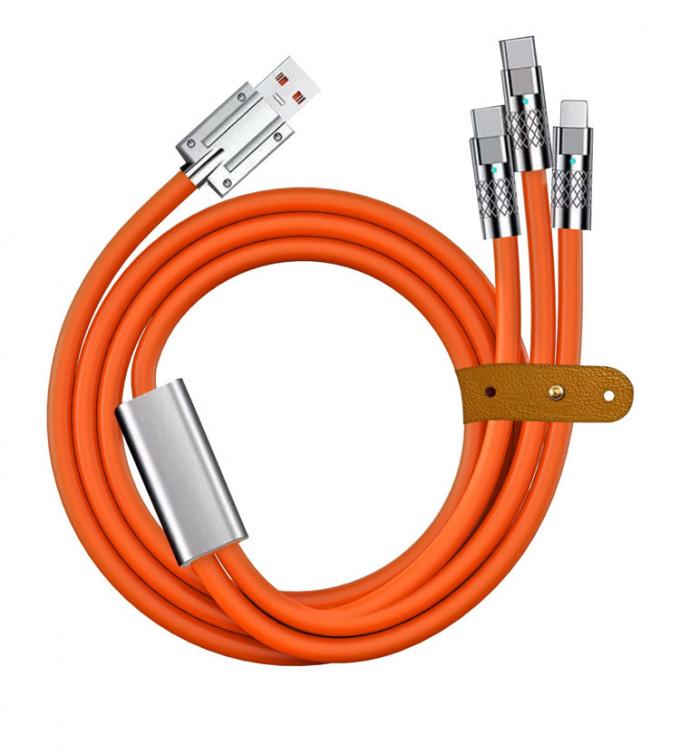 초고속 충전 120W 6A 액체 실리콘 3 in 1 멀티 커넥터 마이크로 C형 USB 데이터 충전 케이블 6