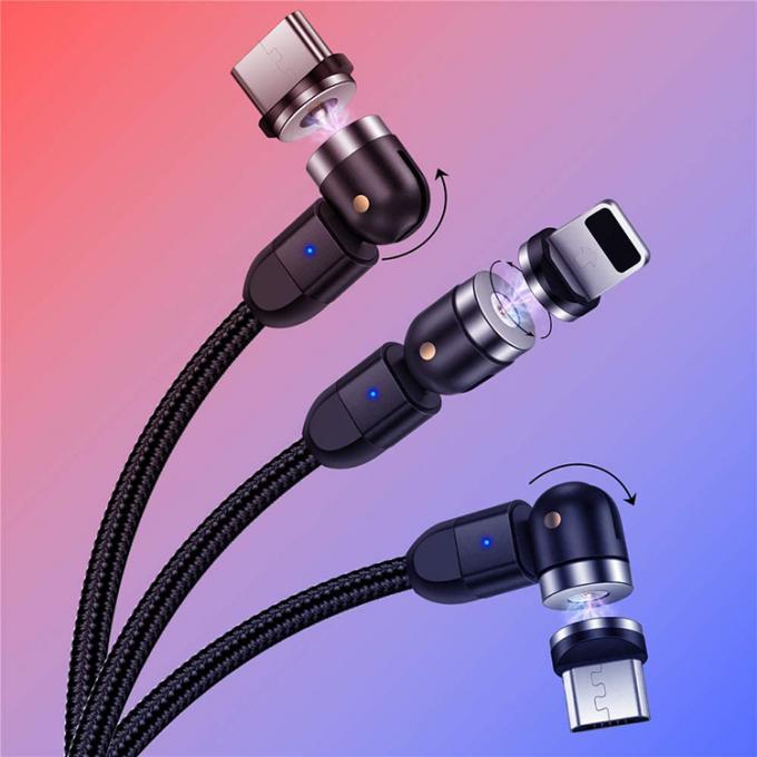 급 충전기 전화 액세서리 540도 회전 3in1 마이크로 타입 C 자기 USB 데이터 충전 케이블 4