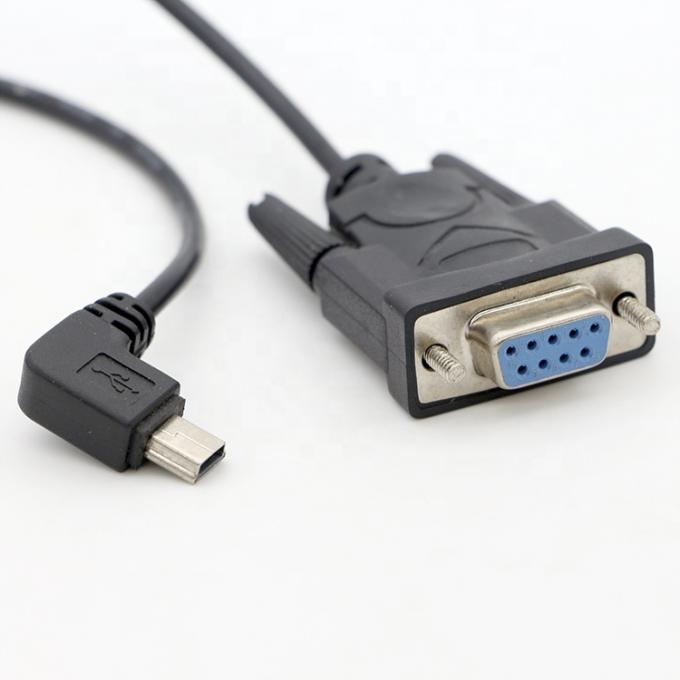 사용자 정의 90도 오른쪽 각 미니 B USB 여자 DB9 RS232 시리즈 케이블 1