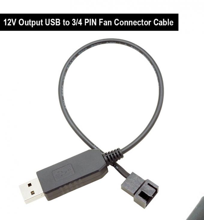 USB 5V에서 12V 전압 단계 3 핀 및 4 핀 PC 팬 전원 어댑터 케이블 0