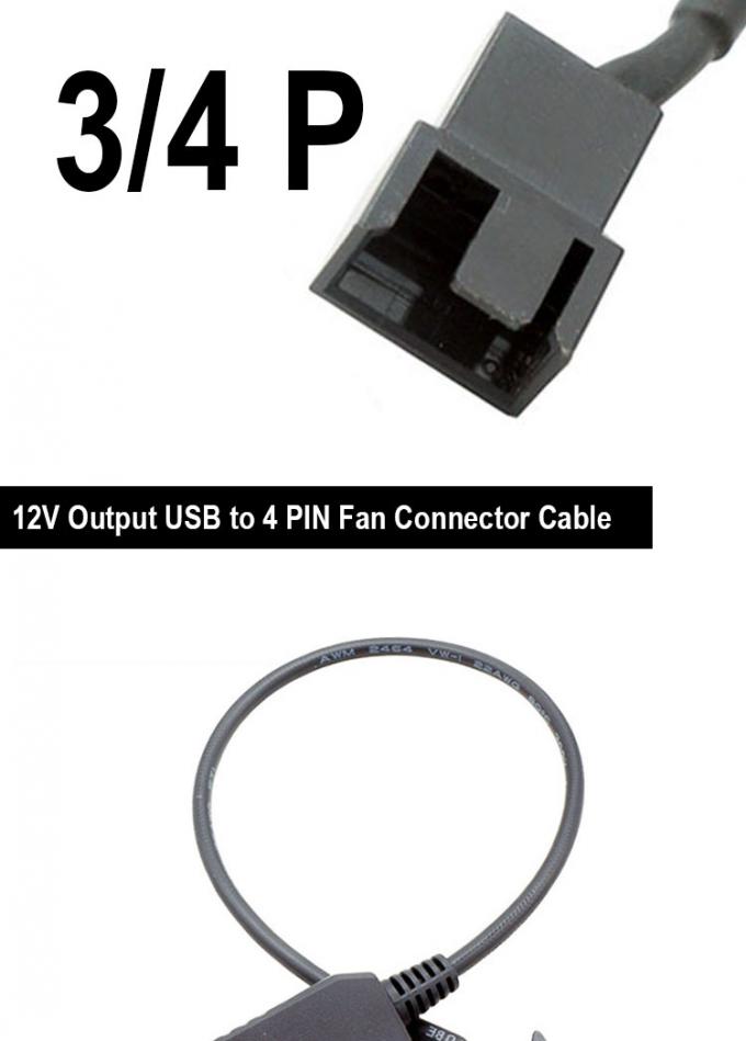 USB 5V에서 12V 전압 단계 3 핀 및 4 핀 PC 팬 전원 어댑터 케이블 1