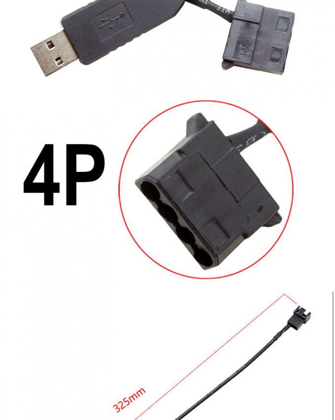 USB 5V에서 12V 전압 단계 3 핀 및 4 핀 PC 팬 전원 어댑터 케이블 2