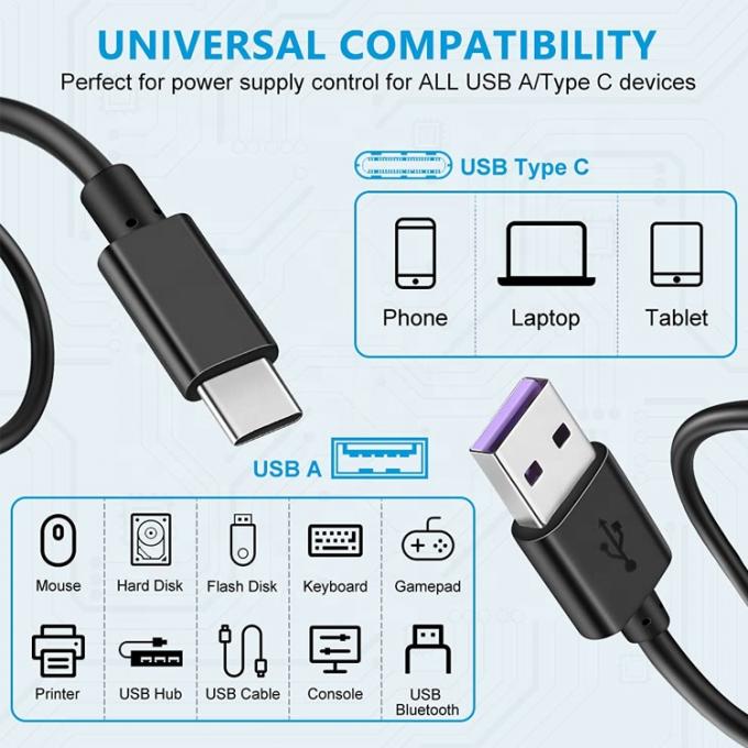 1m 5V 3A USB 타입 C 충전기 전원 케이블 4