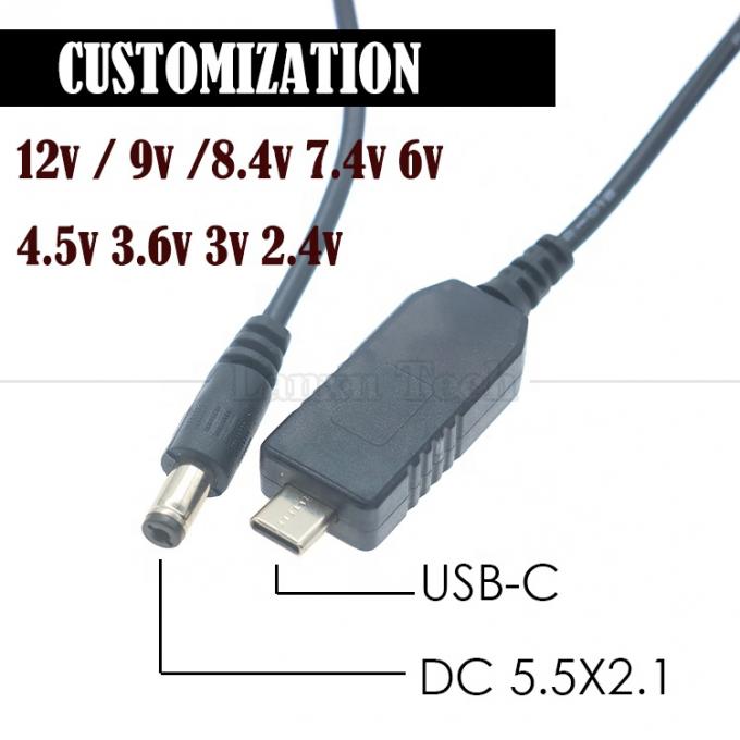 USB 타입 C에서 DC 5.5x2.1mm 8.4v 7.4v 6v 4.5v 3.6v 3v 2.4v 9v 12v Wifi 라우터 LED 라이트 스트립 회로 출력 케이블 2
