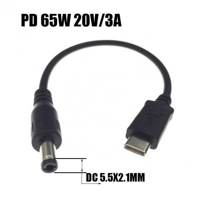 빠른 충전 20V 3A 65W USB 타입 C ~ 5.5mm X 2.1mm DC 파워 PD 노트북 충전 케이블 2