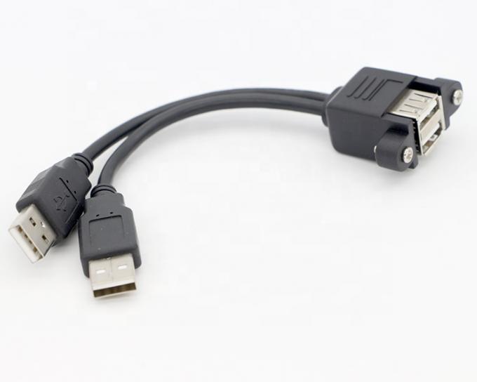 스크루 잠금 0.5M 1M 남성에서 여성으로 듀얼 USB 2.0 패널 마운트 확장 케이블 2