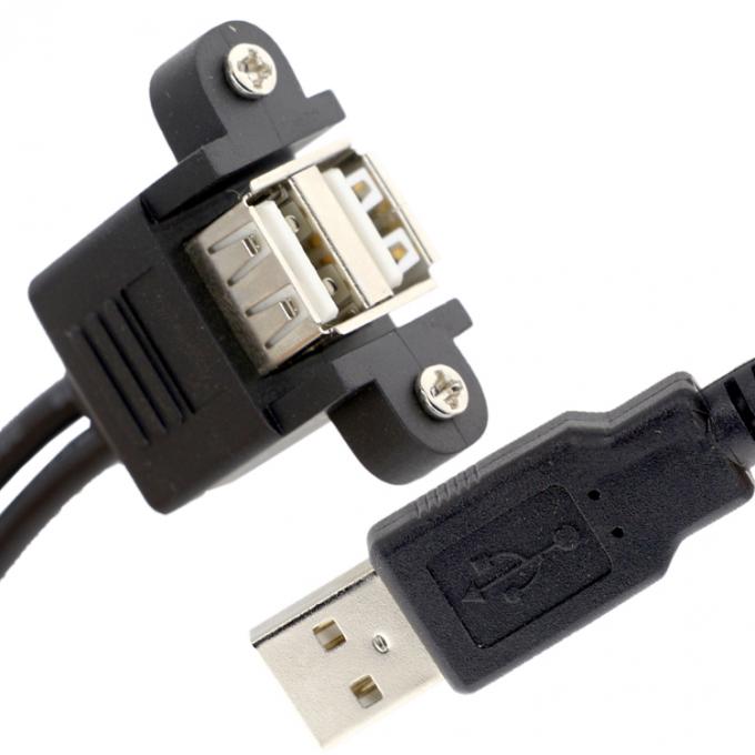 스크루 잠금 0.5M 1M 남성에서 여성으로 듀얼 USB 2.0 패널 마운트 확장 케이블 3