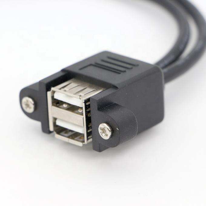 스크루 잠금 0.5M 1M 남성에서 여성으로 듀얼 USB 2.0 패널 마운트 확장 케이블 4