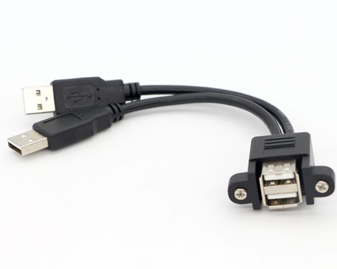 스크루 잠금 0.5M 1M 남성에서 여성으로 듀얼 USB 2.0 패널 마운트 확장 케이블 6