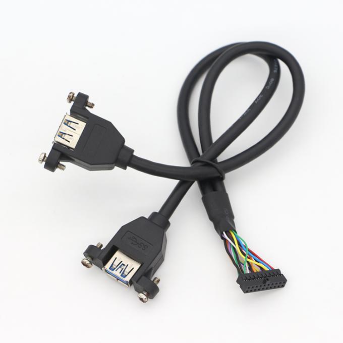 OEM 스크루 잠금 스터드 듀얼 USB 3.0 타입 A 여성 패널 마운트 케이블 1