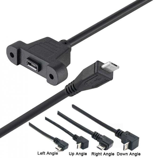 CUSTOM 0.3M 1M 90도 위아래 왼쪽 오른쪽 각 스크루 마이크로 패널 마운트 USB 확장 케이블 2