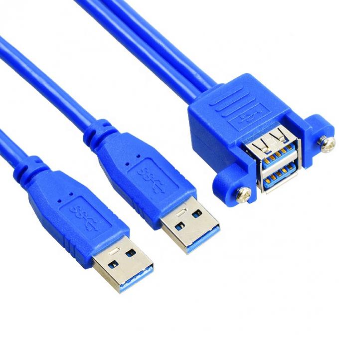 듀얼 타입 A 남성에서 여성 패널 마운트 USB 3.0 확장 케이블 2