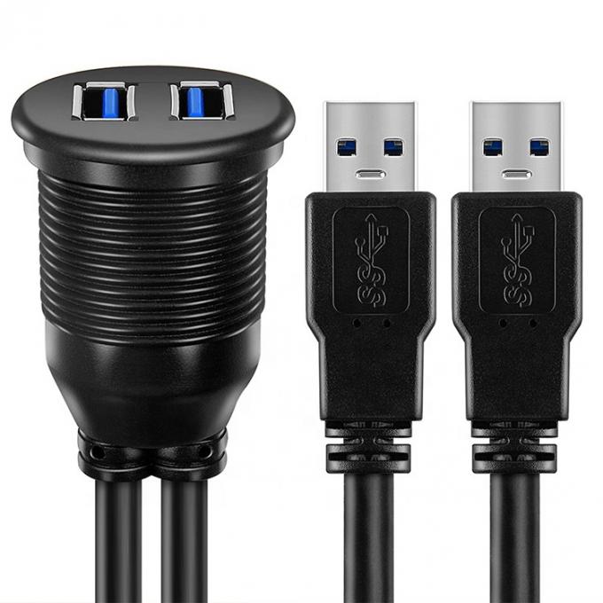 방수 남성에서 여성 Aux 자동차 대시보드 패널 모터사이클용 듀얼 USB 3.0 플러시 마운트 확장 케이블 2