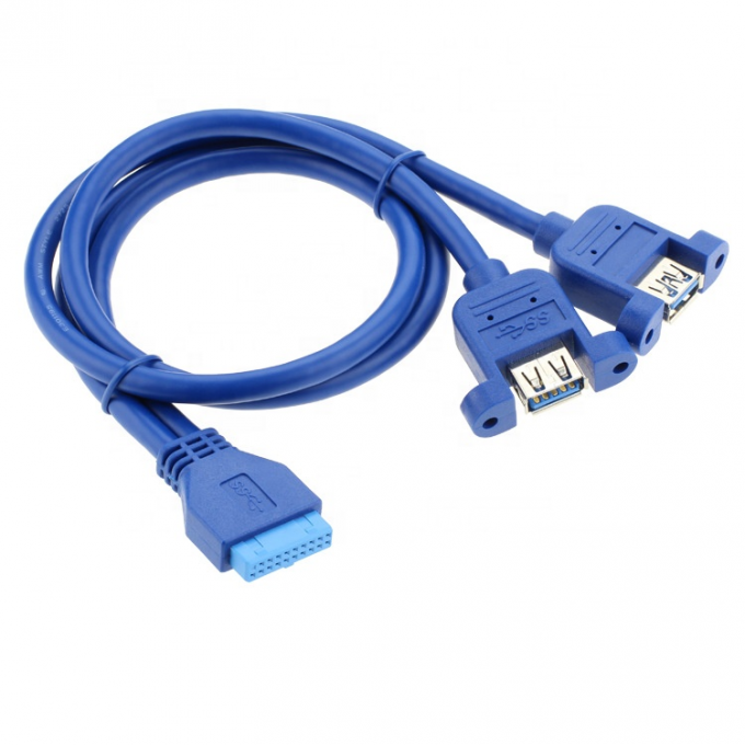듀얼 패널 마운트 USB 3.0 여성 IDC 20 PIN 여성 PC 컴퓨터 케이스 메인보드 케이블 1