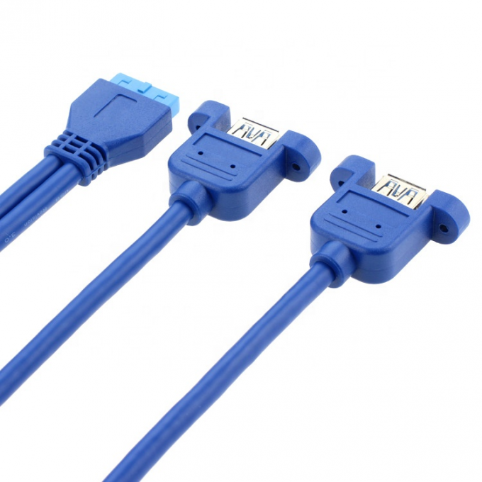 듀얼 패널 마운트 USB 3.0 여성 IDC 20 PIN 여성 PC 컴퓨터 케이스 메인보드 케이블 3