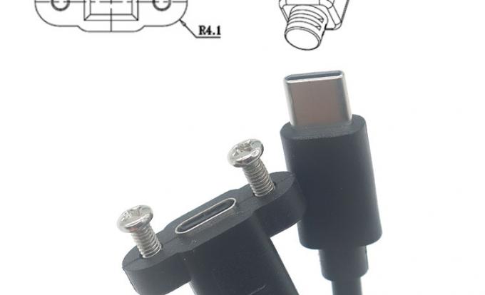 30cm 50cm 나사 패널 마운트 남성에서 여성 USB 타입 C 3.1 확장 케이블 3