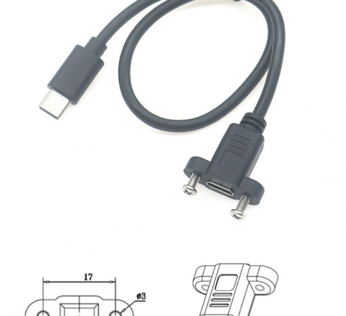 30cm 50cm 나사 패널 마운트 남성에서 여성 USB 타입 C 3.1 확장 케이블 2
