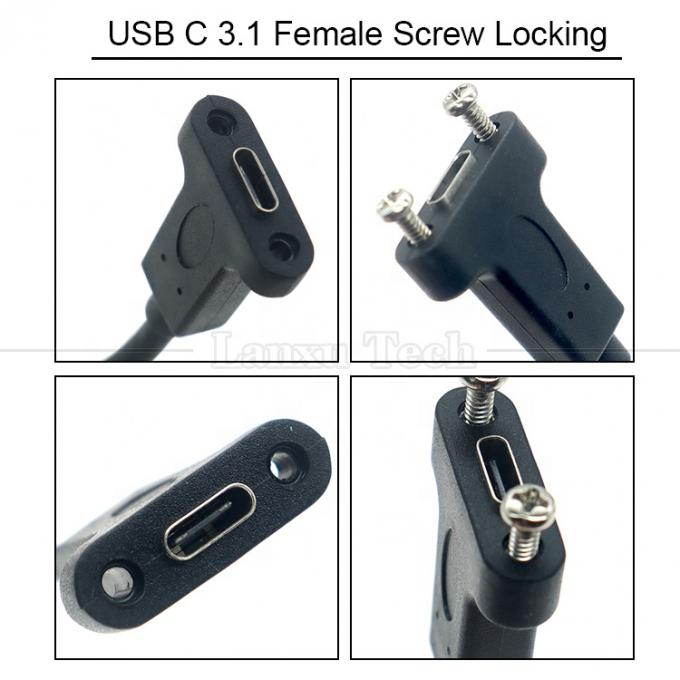 10Gbps 0.3m 1m 남성에서 여성 유형 C 3.1 패널 마운트 나사 잠금 구멍 USB 확장 케이블 2
