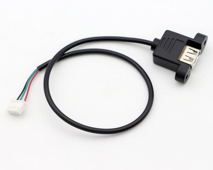 사용자 지정 나사 잠금 스터드 여성 패널 마운트 USB 2.0 타입 A ~ JST XH PH SH 조립 케이블 2