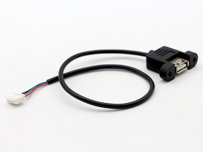 사용자 지정 나사 잠금 스터드 여성 패널 마운트 USB 2.0 타입 A ~ JST XH PH SH 조립 케이블 6