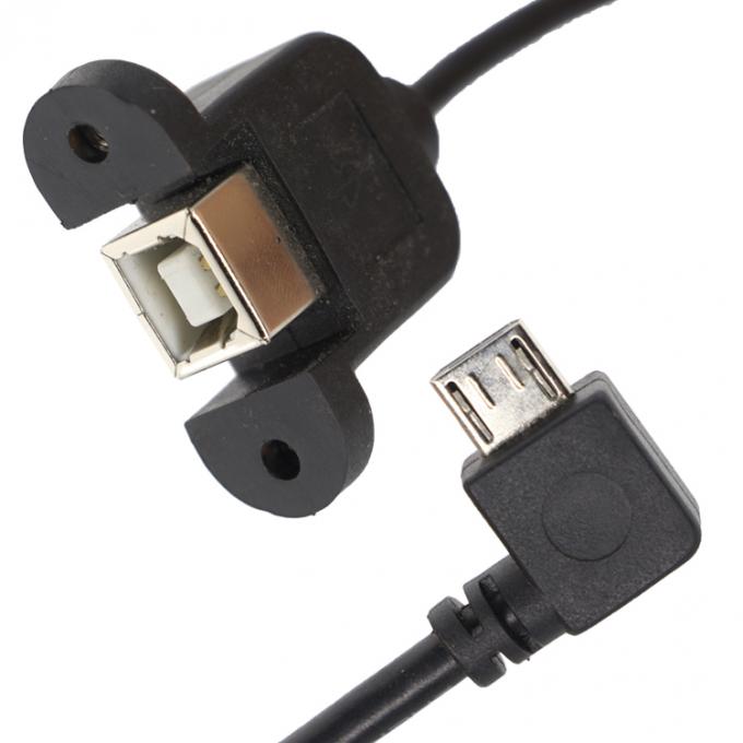 맞춤 스크루 잠금 90도 각 미크로 B 남성 USB 2.0 유형 B 여성 패널 마운트 확장 케이블 1
