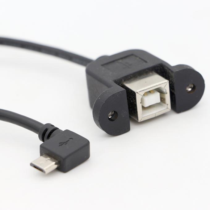 맞춤 스크루 잠금 90도 각 미크로 B 남성 USB 2.0 유형 B 여성 패널 마운트 확장 케이블 6