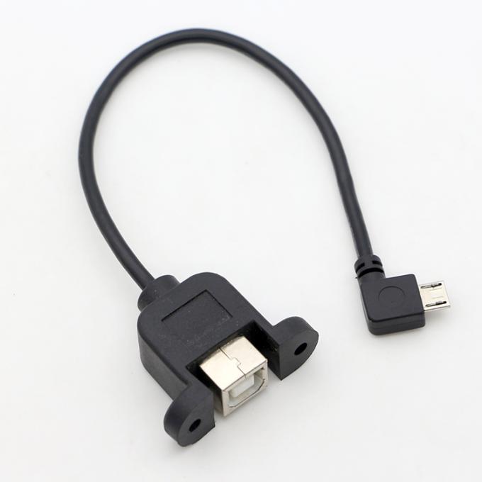 맞춤 스크루 잠금 90도 각 미크로 B 남성 USB 2.0 유형 B 여성 패널 마운트 확장 케이블 4