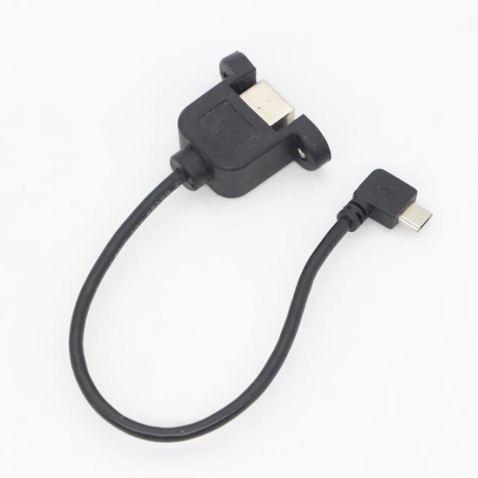 맞춤 스크루 잠금 90도 각 미크로 B 남성 USB 2.0 유형 B 여성 패널 마운트 확장 케이블 5