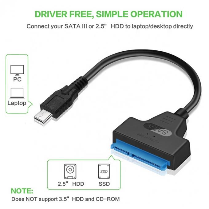 고속 5Gbps SDD HDD 하드 드라이브 2.5 인치 USB 타입 C 3.1 Sata 어댑터 케이블 3