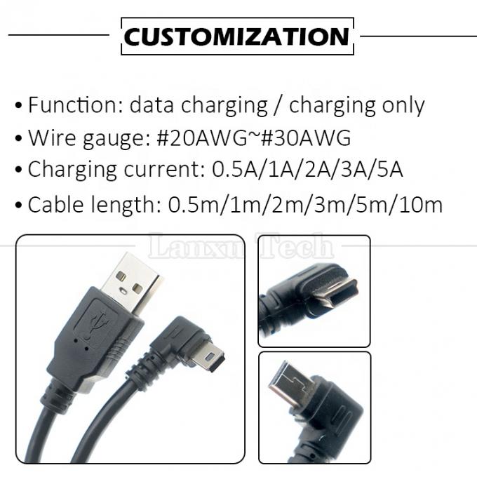 커스터마이징 90도 왼쪽 각 USB A 남성에서 MINI 5P USB 케이블 PS3 컨트롤러 카메라 1