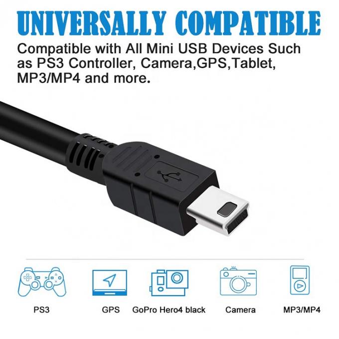 사용자 지정 Shied 미니 B 5 PIN USB 2.0 충전자 데이터 케이블 PS3 컨트롤러 카메라 3