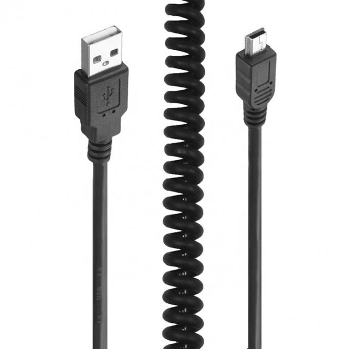 고품질 스프링 코일드 데이터 충전 미니 USB 2.0 확장 충전 케이블 카메라 PS3 카메라 5