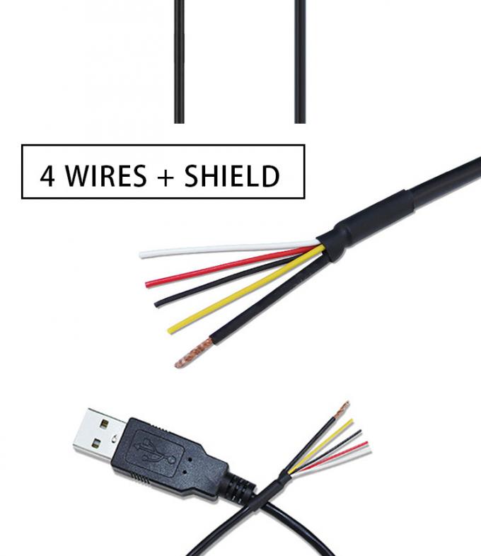 방패 USB A 남성에서 4 맨 와이어 오픈 엔드 피그테일 케이블 4