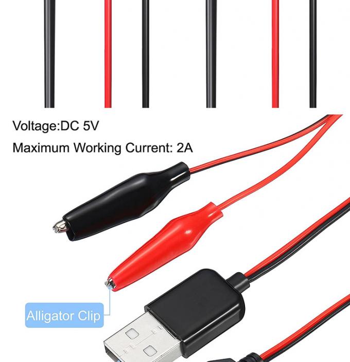 남녀 USB 연결기 두 개의 구리 악어 클램프 악어 클립 테스트 리드 전자기 전용 케이블 1